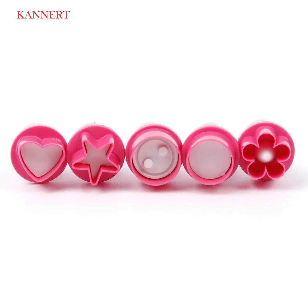 

KANNERT 5pc/set Fondant Cake Decorating Moulds Button Round Heart Flower Shape DIY Mold Embossing Cutter Cake Decoration Tools