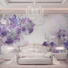 Beibehang высокого класса моды трехмерные декоративные papel де parede обои фиолетовый Европейский 3d цветок ТВ фон стены