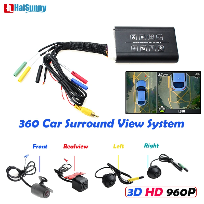 

HaiSunny HD 3D 360 Surround View Driving Support Bird View Panorama System 4 Car Camera 960P Car DVR Video Recorder Box G-Sensor