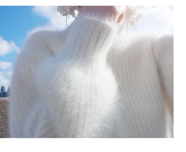 Новинка г. плюшевые норковые кашемировый свитер с воротником-стойкой Для женщин теплая дутая куртка пальто норковая рубашка свитер с высоким воротом tbsr287