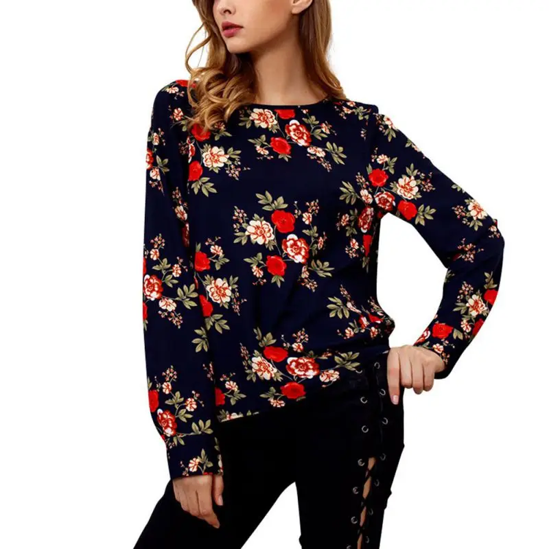 Summer Autumn Plus Size Blouse Women Tops Floral Print