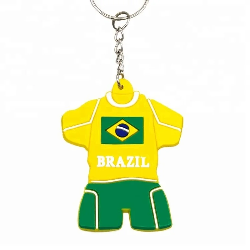 

Custom soft pvc brazil soccer jersey keychain Personalized football shirt rubber key ring brazil soccer team jersey CS-KR-014
