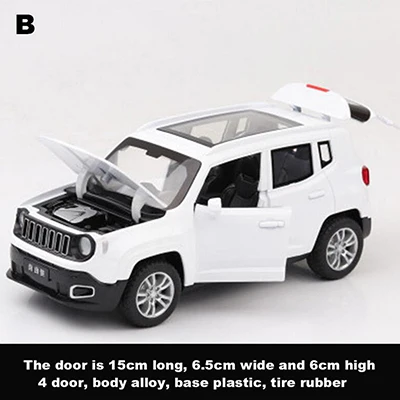 1/32 Jeep Renegade SUV литая модель автомобиля со звуком и светильник Модель автомобиля игрушка машинки коллекция детских игрушек - Цвет: white