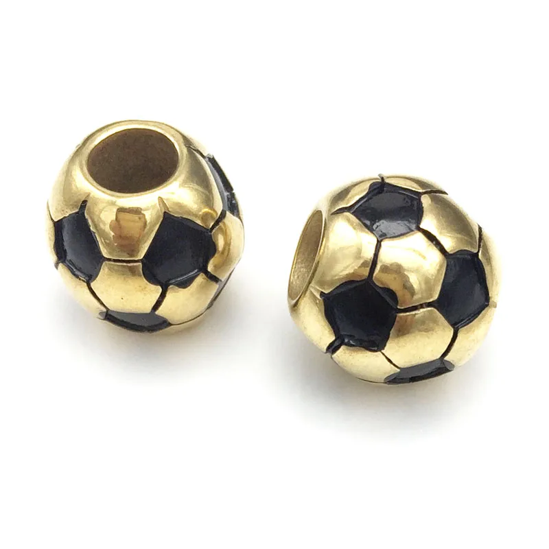 

Gold tone 316l Stainless Steel Football Soccer European Big Hole Beads Fit Original Strand Bracelet DIY Jewelry Making