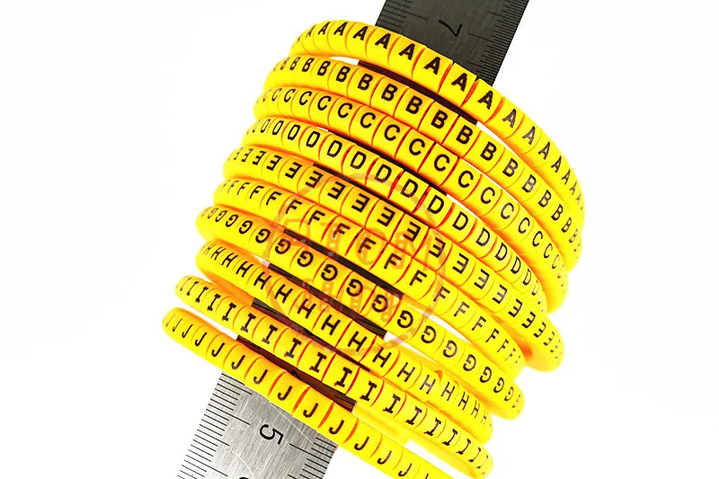 500 шт. EC 0 1 2 3 1.5mm2 желтый HIJKLMNOPQ английские буквы гибких печатных рукав ярлыка