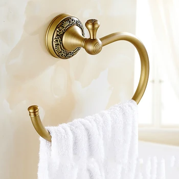

Antique Brass Carved Towel Holder Towel Ring European Bronze Brushed Towel Rack Towel Shelves Bathroom Accessories Products u4