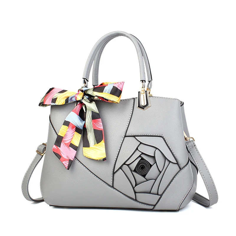 Women Rose Flower Handbag Fashion Female Leather Shoulder Bag For Women 2018 Travel Crossbody Bags Ladies Tote Ribbon SS7072 (4)