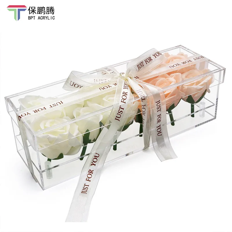 

Clear 12 Holes Acrylic Flower Box Rectangular Eternal Flower Box PMMA Transparent Flower Display Storage Box