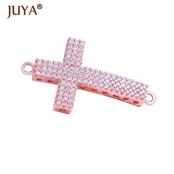 

Supplies For Jewelry Wholesale Top Quality Copper Micro Pave Zircon Crystal Cross Spacer Charm Connectors For Jewelry Making