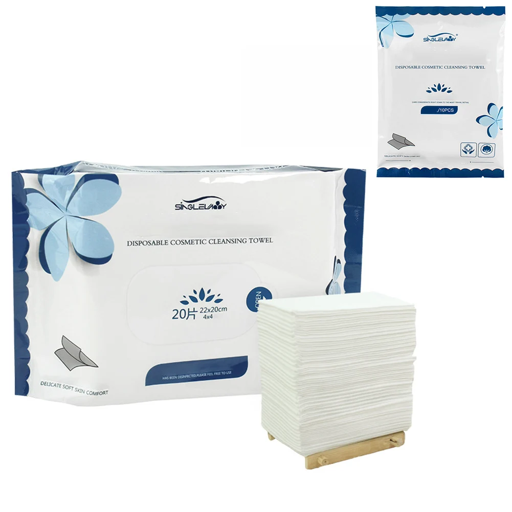 20pcs Travel Disposable Face Mini Towel Dry & Wet Use Cotton Tissue
