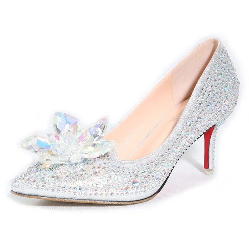 

2017 New Fashion Summer Women shoes high heel lady elegant wedding shoes diamond pointed high-heeled bride wedding women shoes