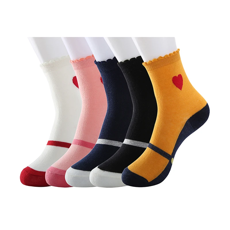 

Summer breathable cotton women's socks love pattern gift fun crew cotton socks