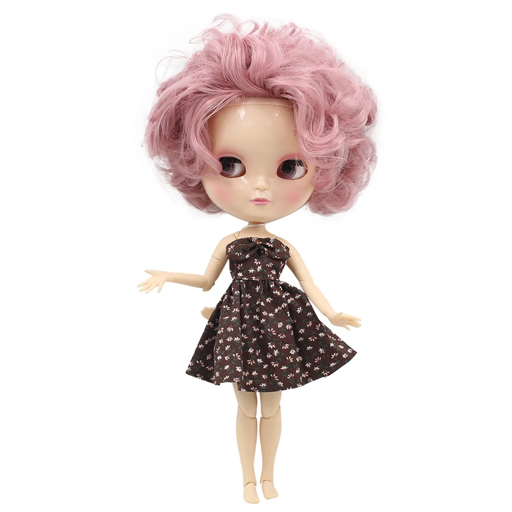 

ICY DOLL with small breast joint body AZONE BODY short pink hair 1/6 30cm curly hair