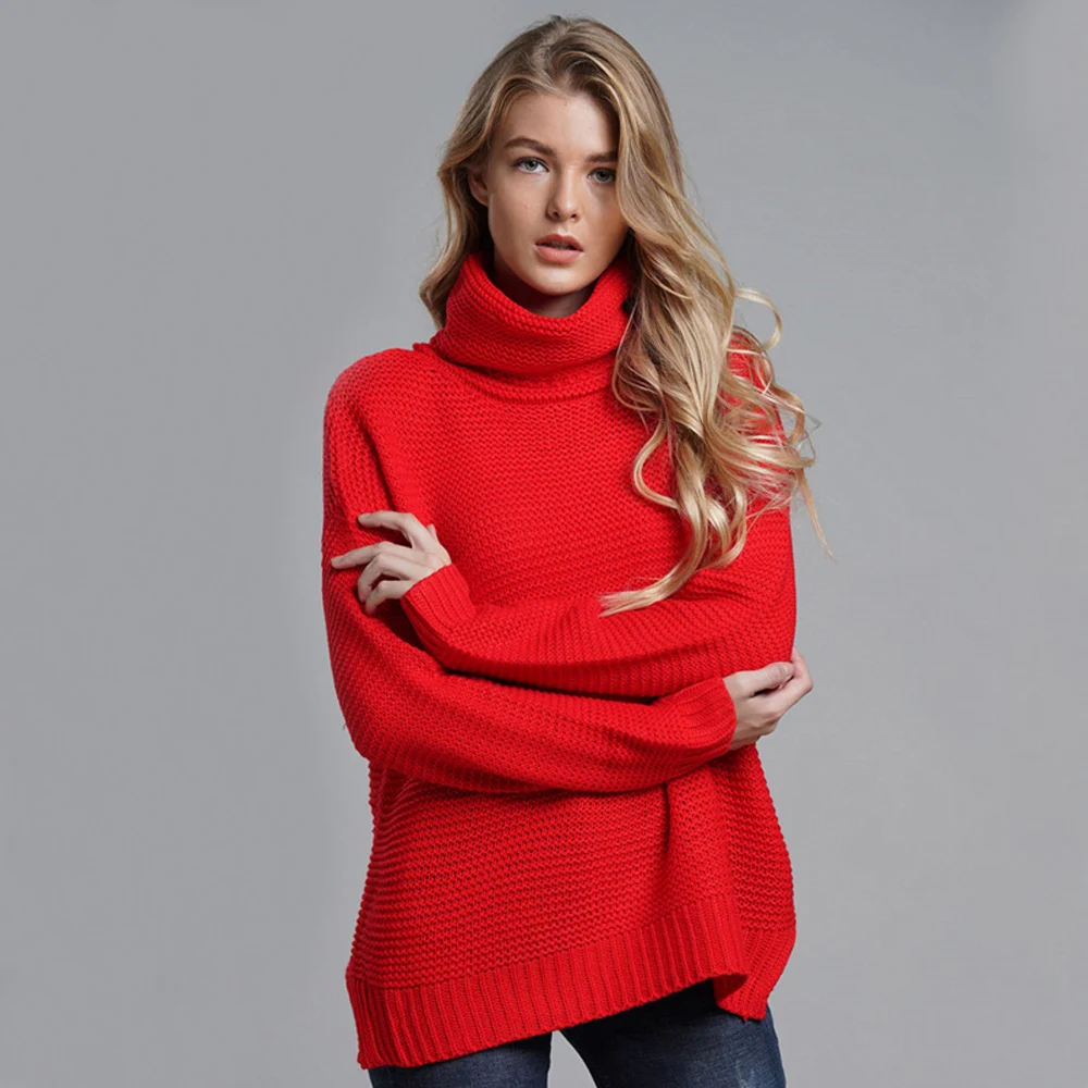 YUANSHU плюс размер пуловер из грубой шерсти Водолазка однотонный джемпер женский теплый толстый зимний вязаный свитер большого размера