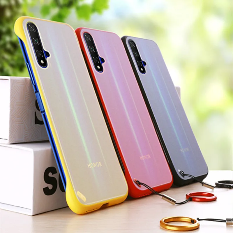 

Metal Finger Ring Frameless Transparent Matte Hard PC Phone Case For Huawei Mate20 Mate 20 10 P20 P30 Pro Honor V20 20 Nova 5