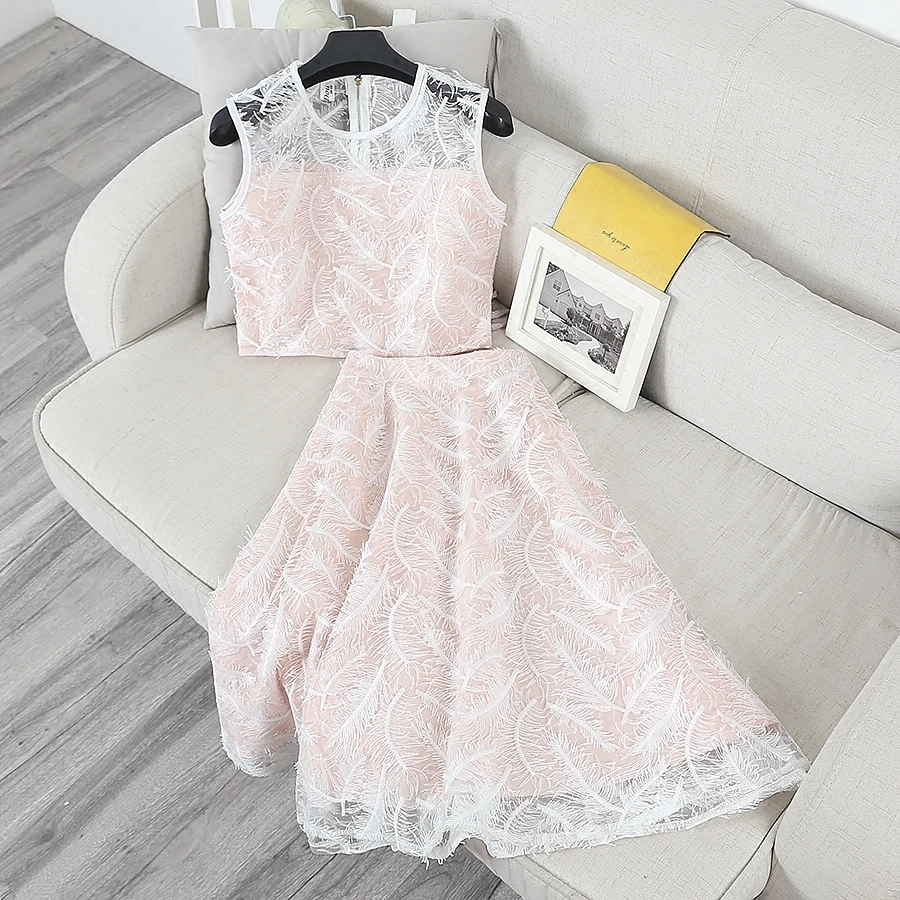 [GUTU] 2017 Verão Nova Moda Gola Redonda Mangas Temperamento Seção Curta Colete Saia de Cintura Alta Mulheres V26100M