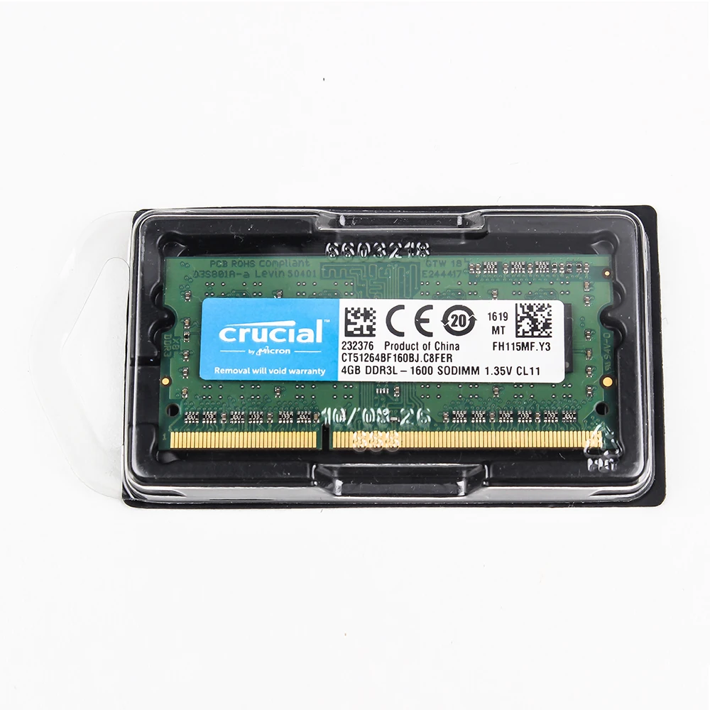 Память для ноутбука Crucial 8 ГБ = 2 шт* 4G PC3L 12800S DDR3L 1600HMZ 4 Гб ОЗУ для ноутбука 1,35 в