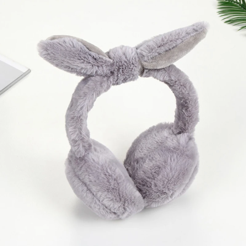6 Colors Cute Rabbit Ears Shaped Faux Fur Winter Earmuffs For Women