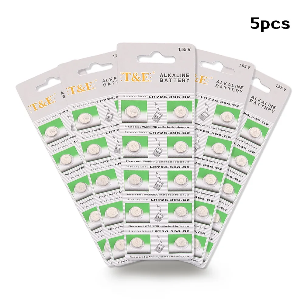 

5Pack AG2 AG 2 For Watch Toys Remote LR726 396 Button Batteries SR726 196 Cell Coin Alkaline Battery 1.55V SG2 SR9 726 LR59