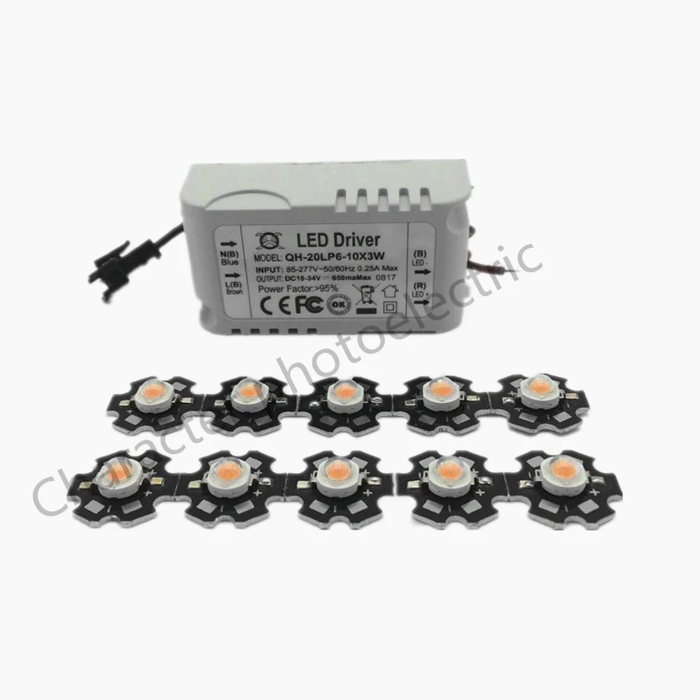 10pcs 3w full spectrum led 380-840nm +1pcs 6-10x3w 600mA led driver diy 30w led grow light for plants lamp 5 10pcs lot new and original lmr36006fsc3rnxtq1 lmr36006 buck switching regulator ic positive fixed 3 3v 1 output 600ma 12 vfqfn