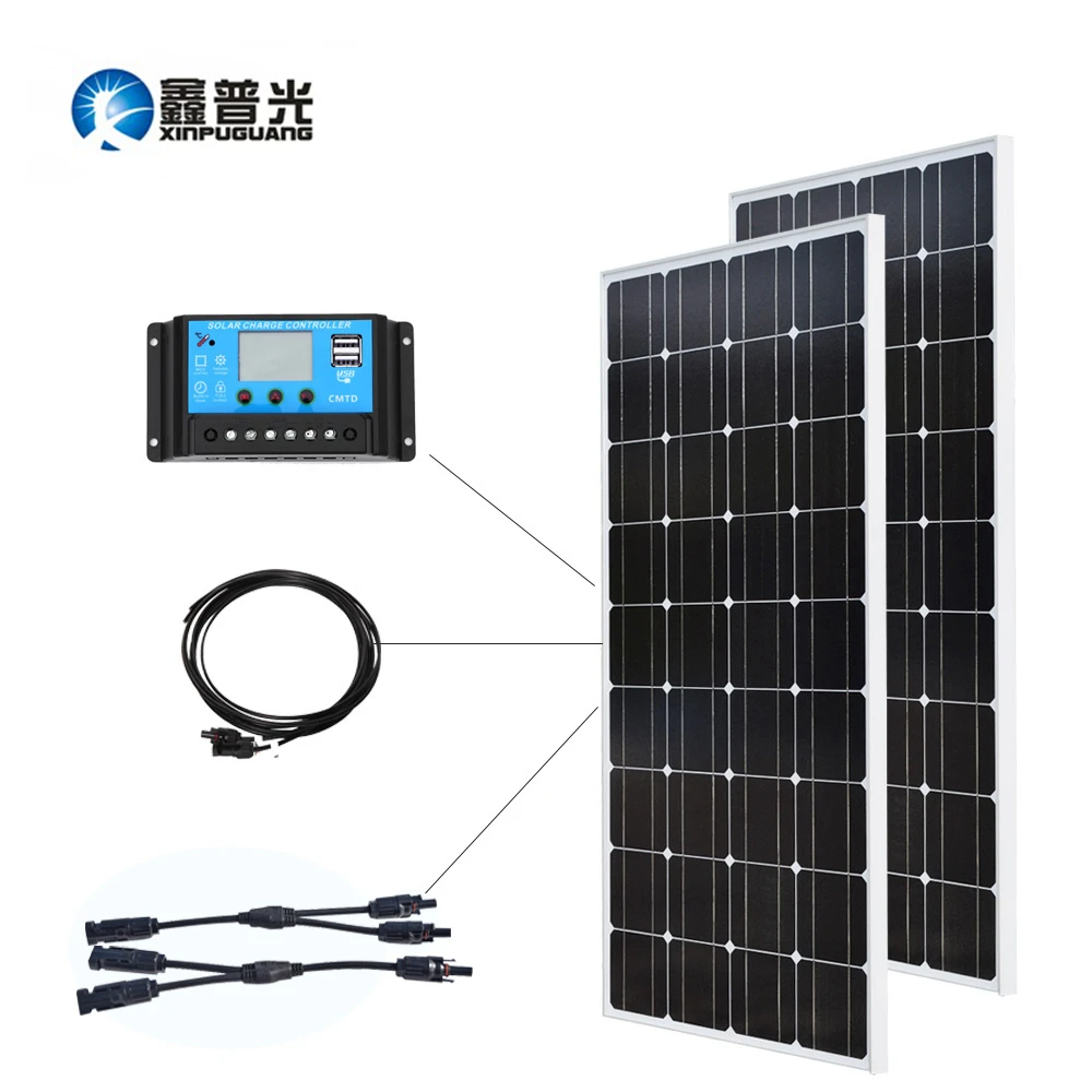 Xinpuguang12V/24V/20A Controller 100w Glass Solar Panel Monocrystalline