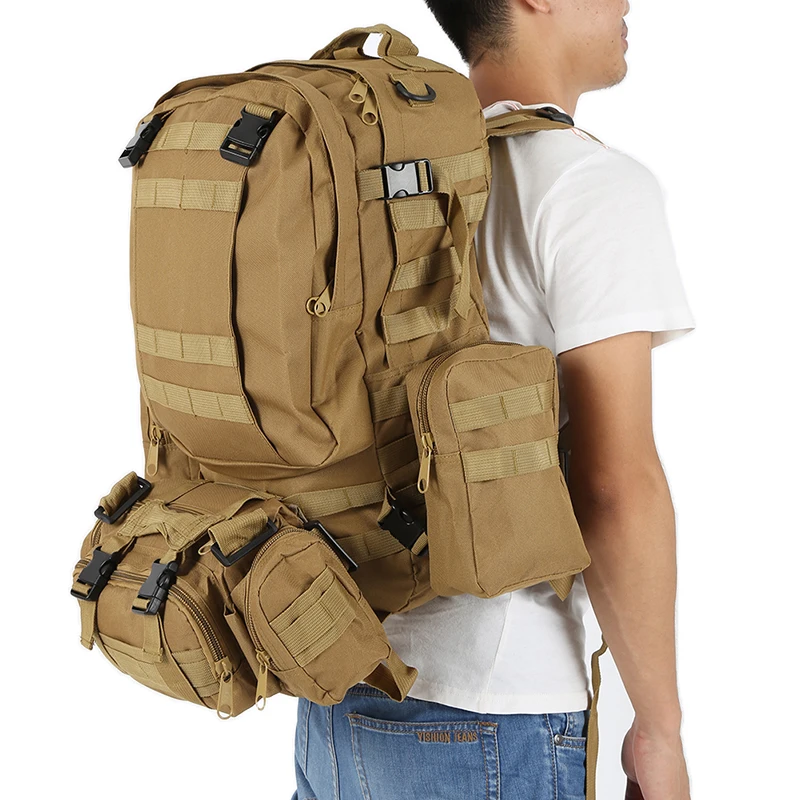 Открытый туристический походный рюкзак для выживания штурмовой армии Военный Тактический рюкзак 50л Molle 3D водонепроницаемые нейлоновые сумки