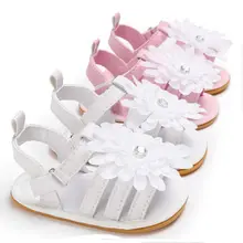 Для маленьких мальчиков летние босоножки для девочек Цветок противоскользящим цветок милый Обувь для младенцев мягкая подошва prewalkers 0-18 M