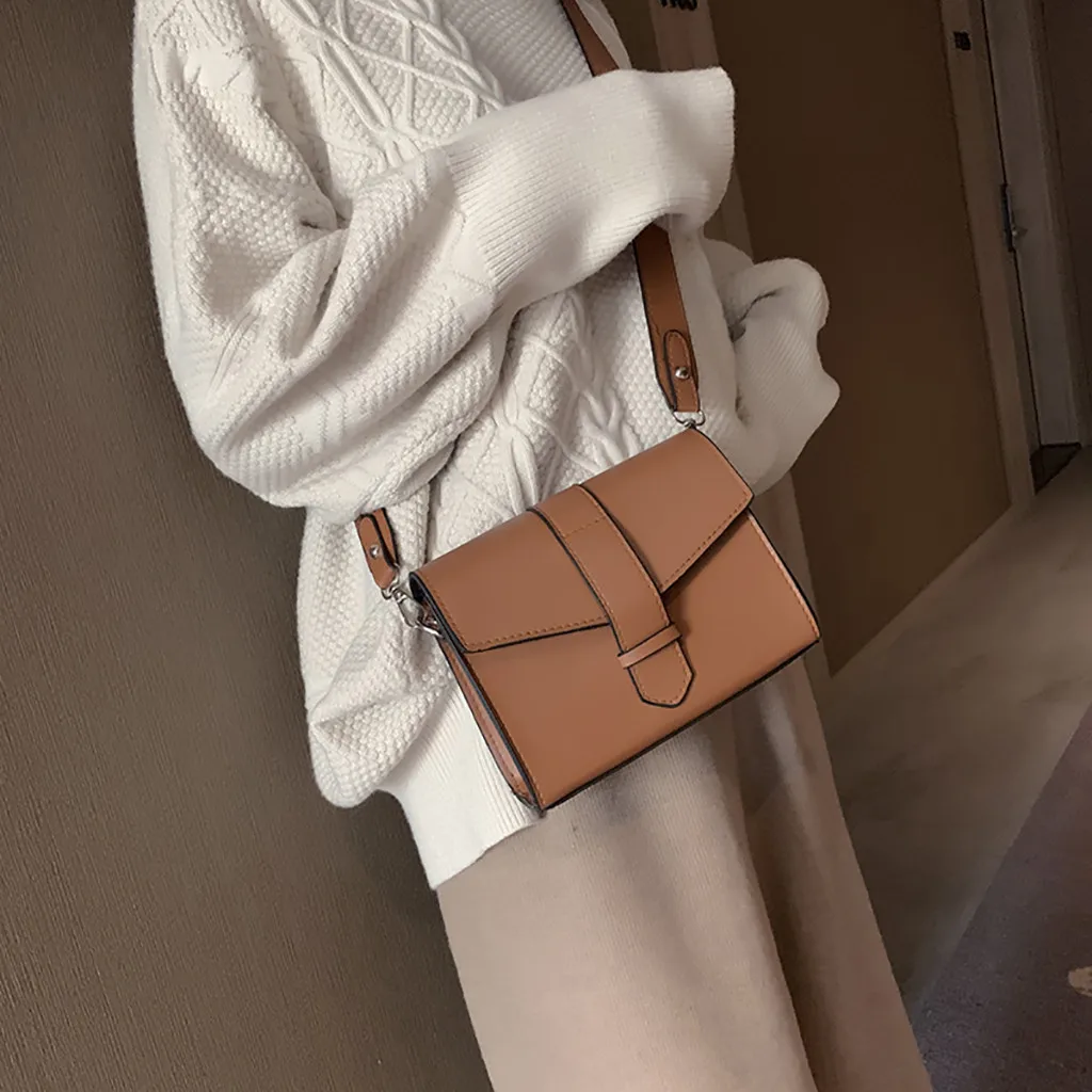 

Women Crossbody Bag Retro Wide Shoulder Strap Shoulder Small Square Bag bolsos mujer de marca famosa 2019