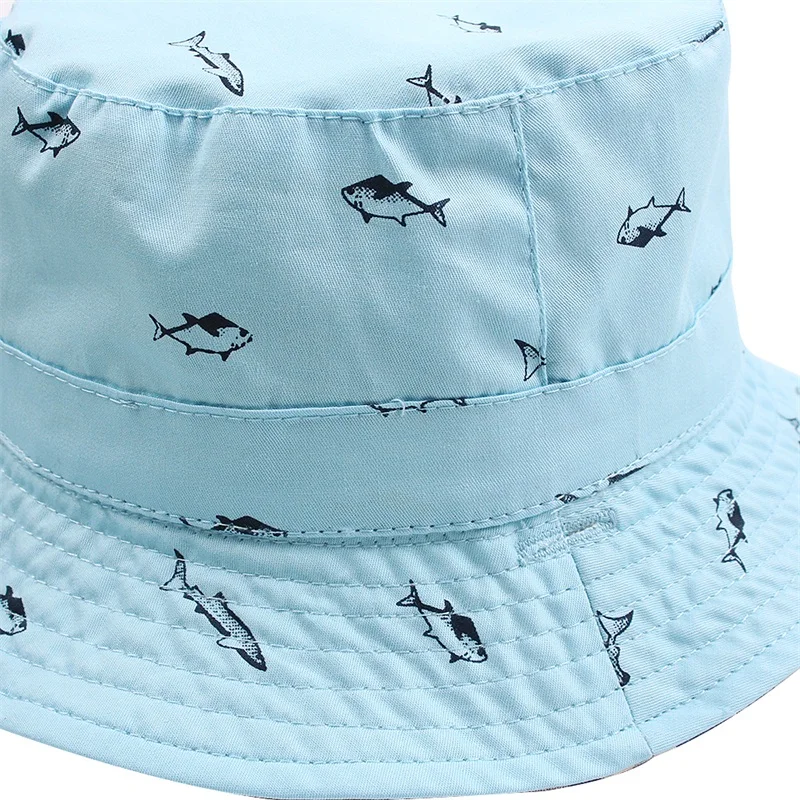 Cute Fish Baby Boys Hat Cotton Bucket Hat For Boys Spring Summer Kids Sun Cap Beach 2 Side Children Cap 0-4Y Baby Boys Clothing (29)