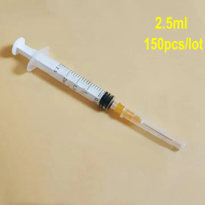 

150pcs 2.5ml Disposable Plastic sterile injection syringe, Liquid Syringe with 5# Needle