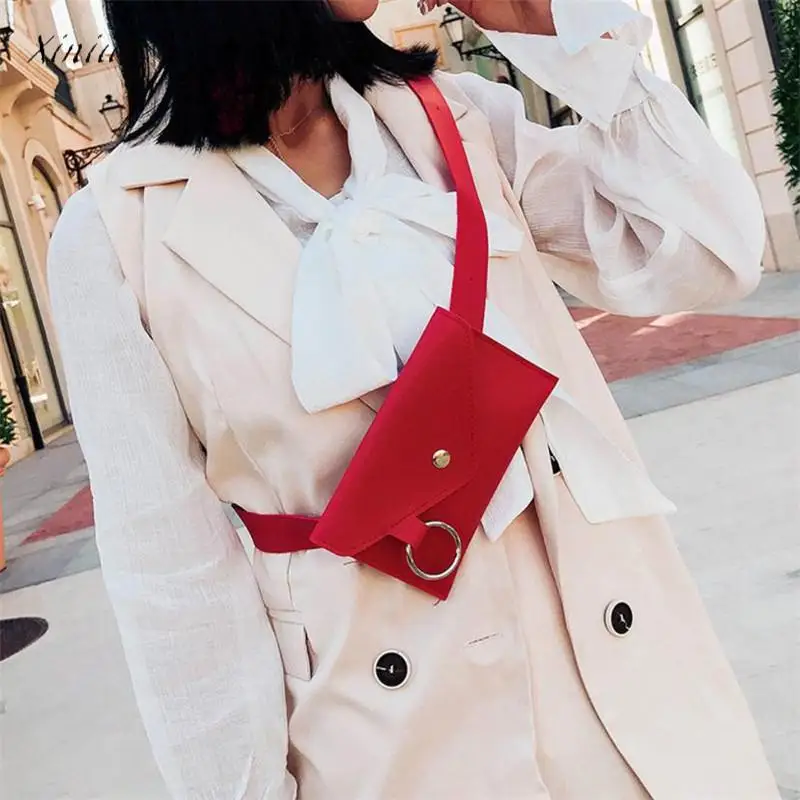 

Fanny Pack Waist Bag Fashion Women Pure Color Ring Leather Messenger Shoulder Bag Chest Bag 2018 New Hight Quality heuptas