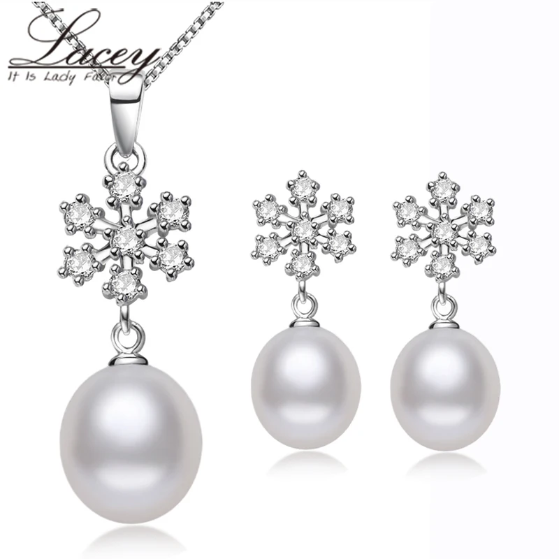 

LACEY real natural pearl jewelry set hot selling 925 sterling silver bridal jewelry sets,wedding women top quality white pink