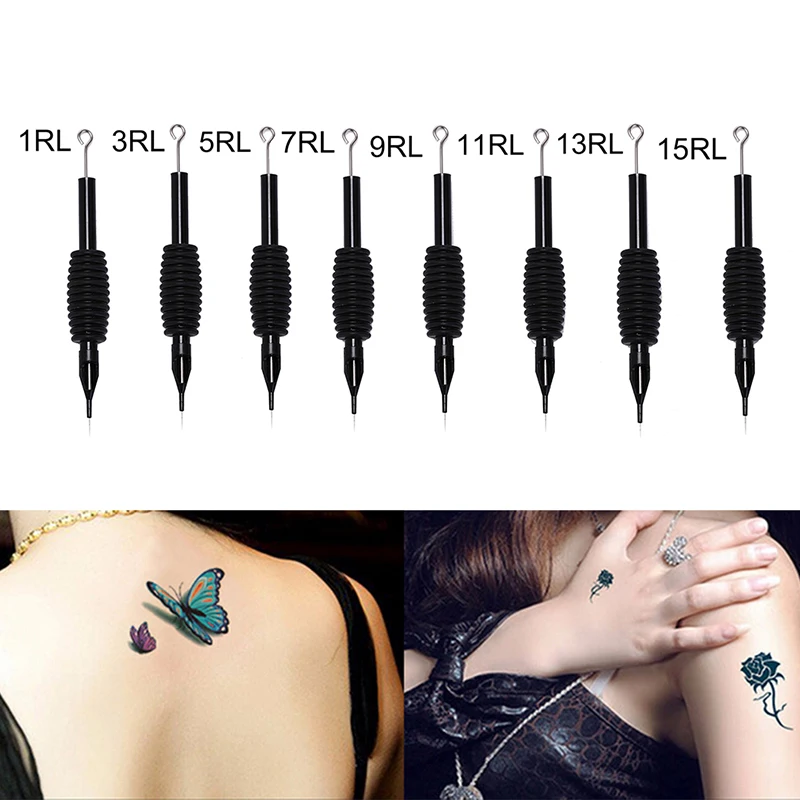 

1Pc Black 19mm Round Liner 1/3/5/7/9/11/ 13/15RL Disposable Tattoo Needles Tattoo Grip With Medical Steel Needle
