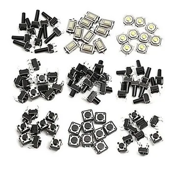 

INYSHION 140pcs 14 Types Momentary Tactile Push Button Switch Micro Switches Car Remote Control Key Touching Switch Buttons