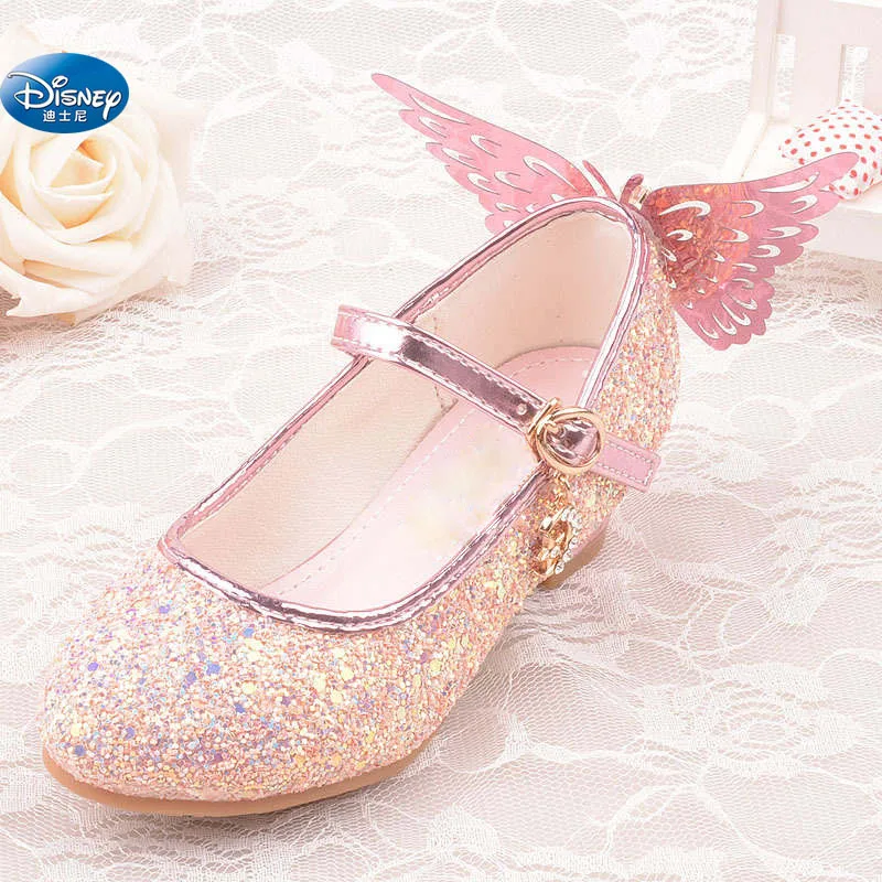Принцесса девушки дети весна обувь для детей бабочки кожа От 4 до 12 лет производительность кристалл с Обувь на высоком каблуке 27-38