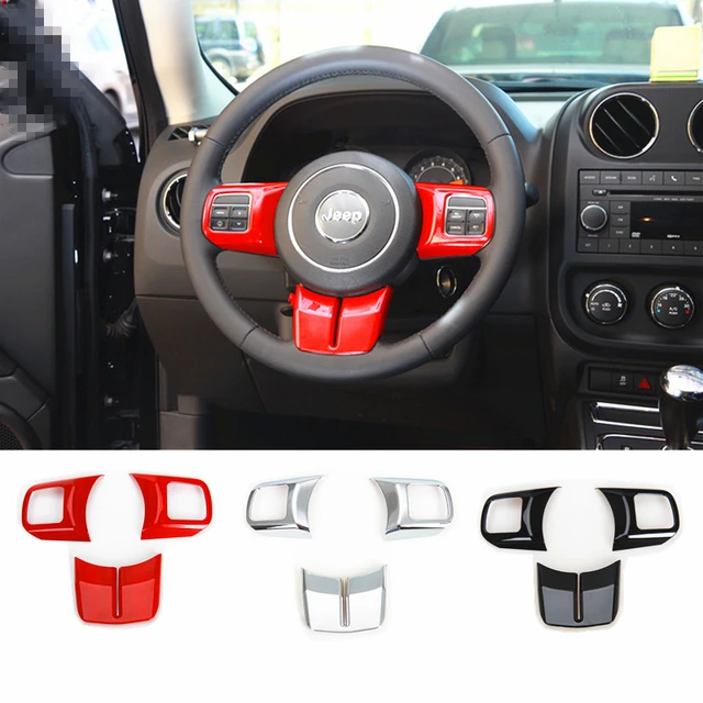 1set Interior Accessories Abs Red Black Silver Steering Wheel 1set Interior Accessories Abs Red Black Silver Steering Wheel Cover Trims For Jeep Wrangler Comp Patriot 2017