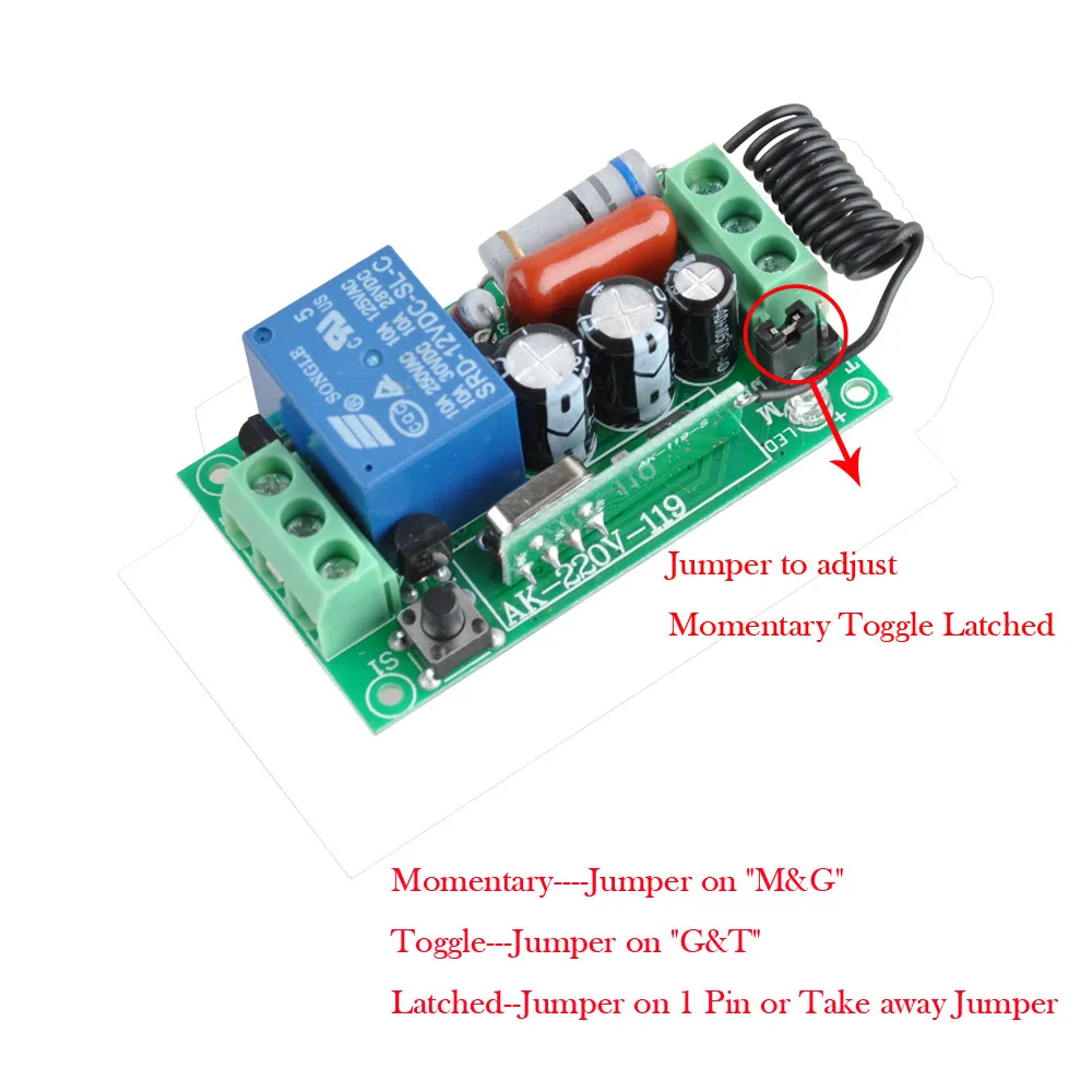 AC220V 1CH 10A 433 МГц пульт дистанционного управления светильник релейный выход Модуль радиоприемника+ чехол