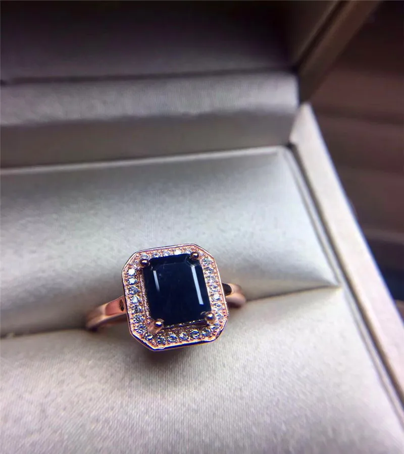 Мужское серебряное кольцо большого размера, 6*8 мм, натуральный черный синий сапфир, драгоценный камень, серебряное мужское кольцо, классическое твердое 925 Серебряное Королевское кольцо