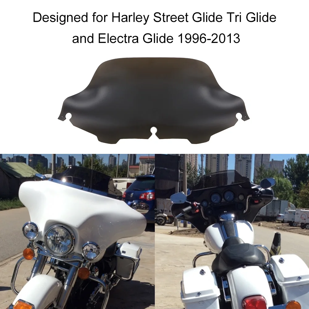 

Dark balck 8'' Wave Windshield For Harley Street Glide Tri Glide and Electra Glide 1996-2013