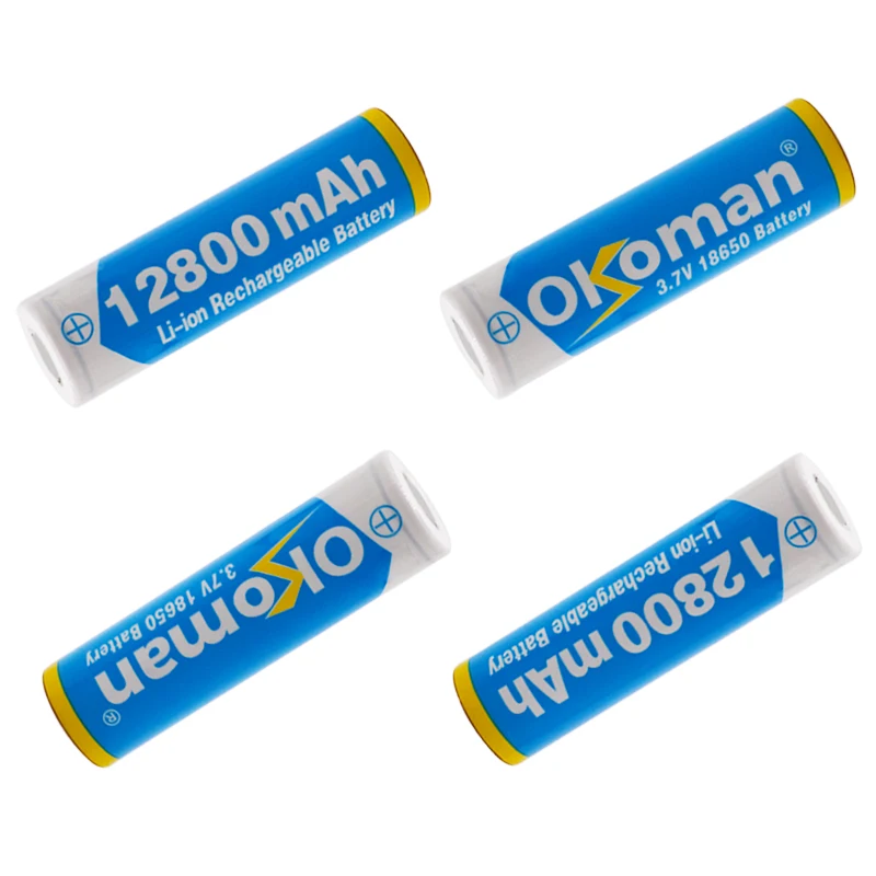 Okoman 3 7 V 18650 батарея 12800mAh литий ионная аккумуляторная для фонарика Электрический
