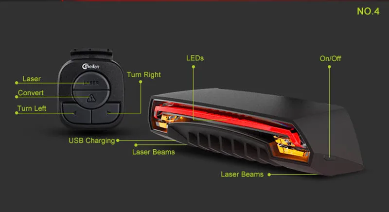 Смарт-Meilan X5b тормоз версии флэш-памяти лазерный Беспроводной безопасности сзади отложным воротником Аксессуары для велосипеда