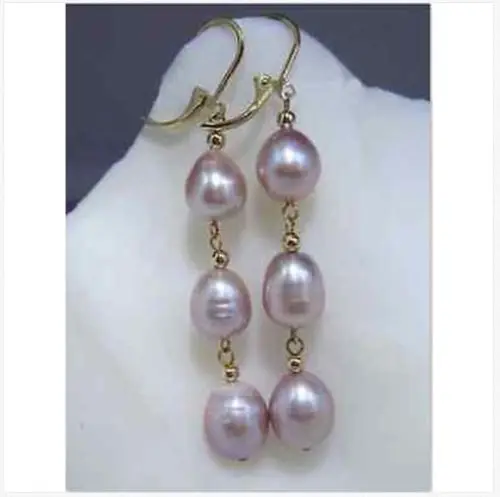 

Free Shipping >>>> charming 12mm south sea baroque lavender pearl earring 14k