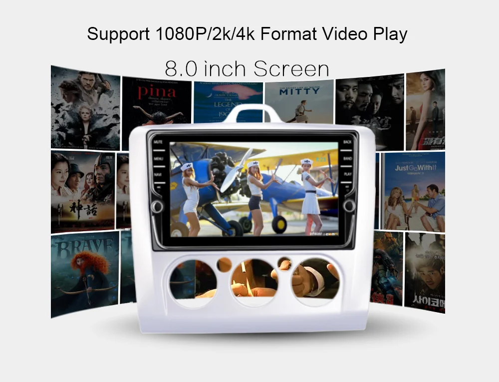 Top Funrover 8 cores Android 9.0 2 din Car Dvd multimedia gps navi For  Focus 2 radio navigation DSP stereo Split screen SIMslot 4