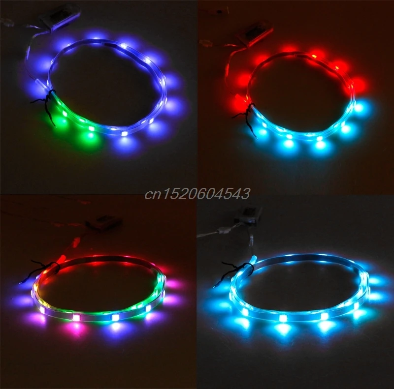Светодиодная лента 1 пара 65CMX2 RGB SMD3528 водонепроницаемая гибкая светодиодная