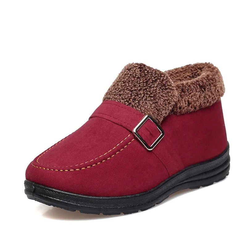 

Autumn Winter Faux Suede Women Boots Warm Plush Walking Non-slip Slip On Snow Boots Ladies Flat Heel Ankle Booties Casual Shoes