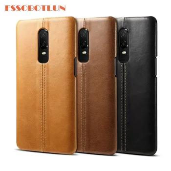 

FSSOBOTLUN high quality For OnePlus 6 Back Case Cover Vintage Genuine Leather Case For OnePlus 6 One Plus 6 Plus6 Phone Cases