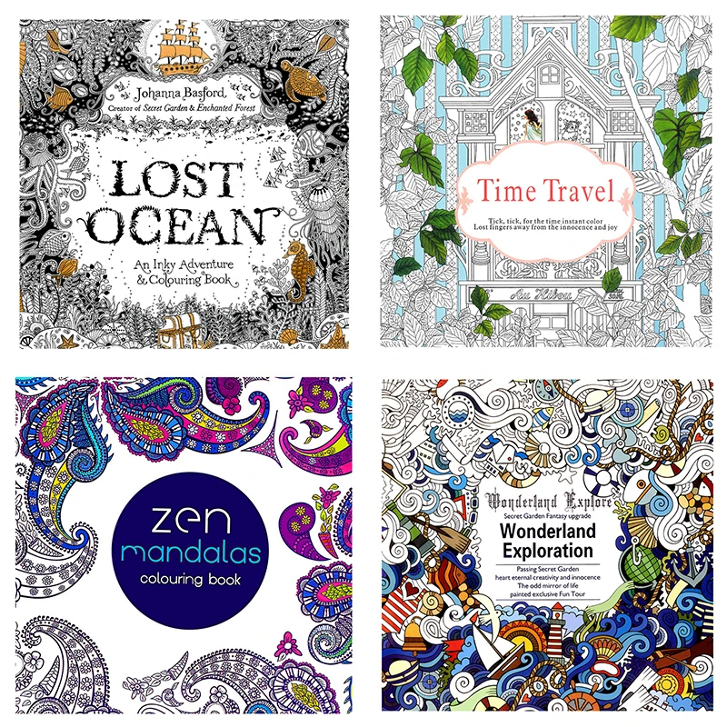 1 шт. английская версия 24 страницы путешествия во времени «lost Ocean» раскраска цветок Мандала для взрослых снятие стресса Рисование книги