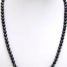 Высокого качества AA 7-8 мм черный круглый пресноводный жемчуг 1" NECKLACE-nec5448 оптом/в розницу