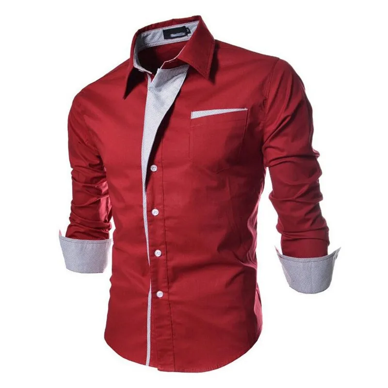 Новинка, мужская рубашка, тонкая, модная, мужская рубашка, новинка, DEWIN Du, брендовая, повседневная, с длинным рукавом, Chemise Homme, в клетку, Camisa Masculina, большая - Цвет: red