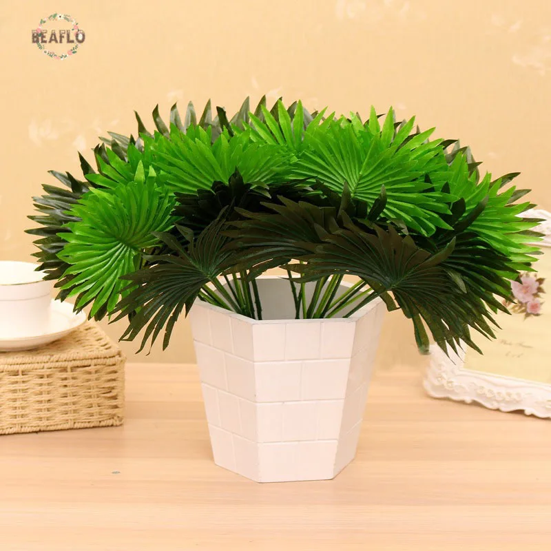 

1Bunch Plastic Green Sector Shape Artificial Plant Floristry Arrangement Wedding Home Decorative
